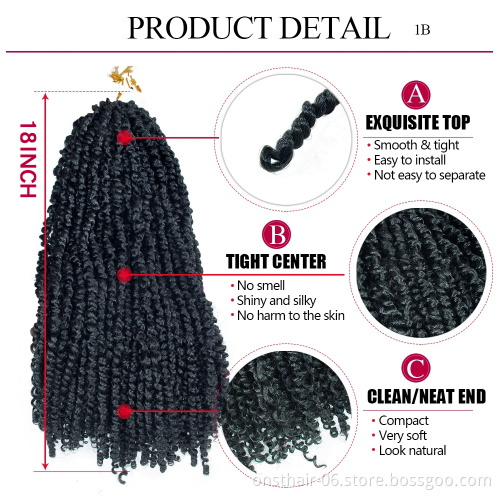 Synthetic 18 Passion Twist Pre-looped Fluffy Crochet Braid Hair Ombre Braiding Hair Extensions 3D Cubic Twist Crochet Hair